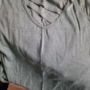 SHEIN Strappy Neck Short Sleeve Tee in Sage Green